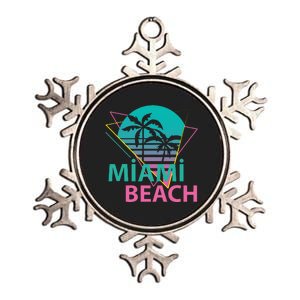 Miami Beach Florida Proud Floridian Retro Palms Trees Metallic Star Ornament