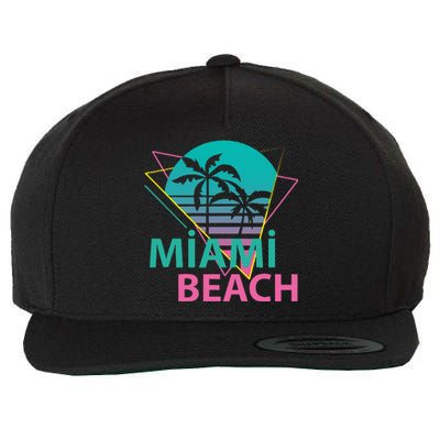 Miami Beach Florida Proud Floridian Retro Palms Trees Wool Snapback Cap