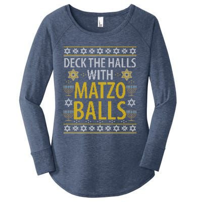 Matzo Balls Funny Hanukkah Theme Holiday Idea Quote Women's Perfect Tri Tunic Long Sleeve Shirt