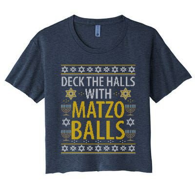 Matzo Balls Funny Hanukkah Theme Holiday Idea Quote Women's Crop Top Tee