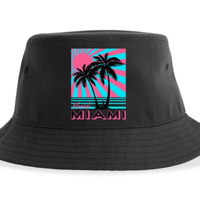 Miami Beach Florida Miami Palm Trees Sustainable Bucket Hat