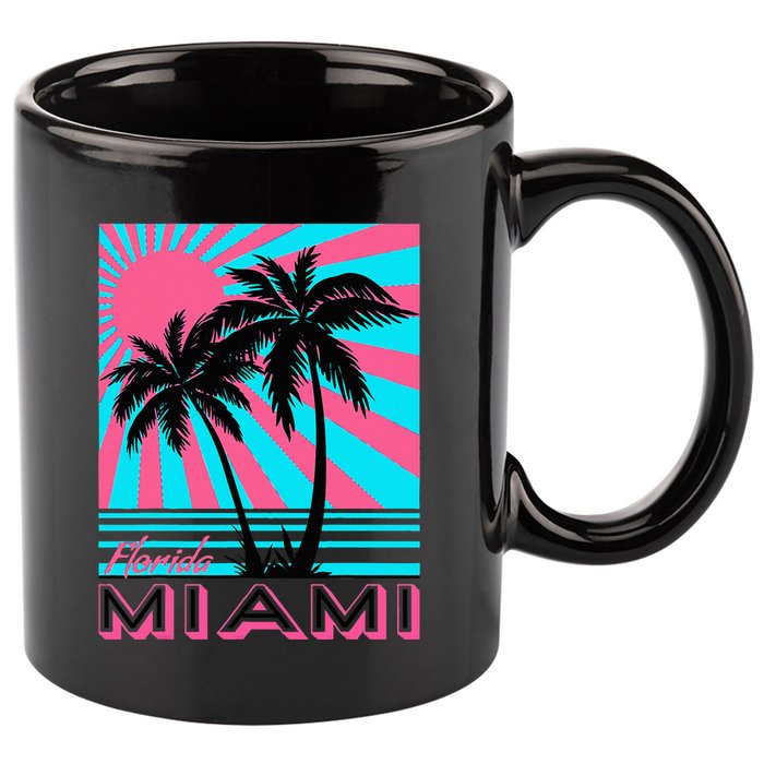 Miami Beach Florida Miami Palm Trees 11oz C Handle Ceramic Mug