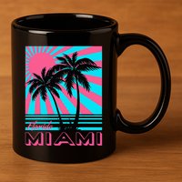 Miami Beach Florida Miami Palm Trees 11oz C Handle Ceramic Mug