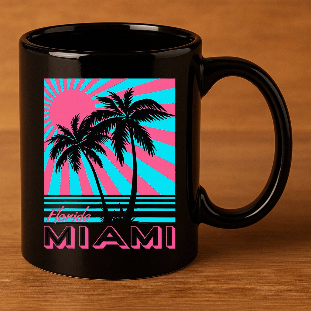 Miami Beach Florida Miami Palm Trees 11oz C Handle Ceramic Mug