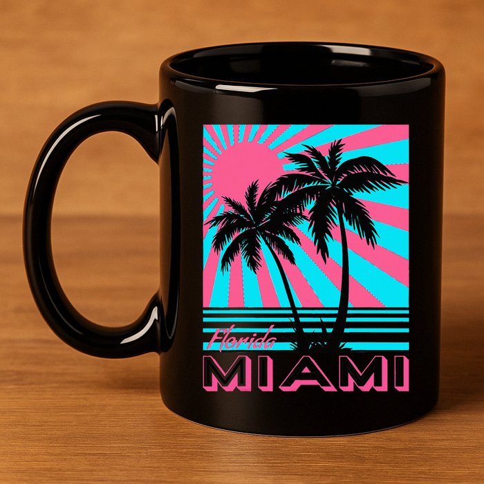 Miami Beach Florida Miami Palm Trees 11oz C Handle Ceramic Mug