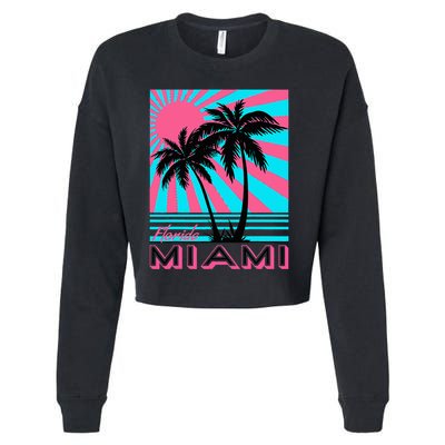 Miami Beach Florida Miami Palm Trees Cropped Pullover Crew