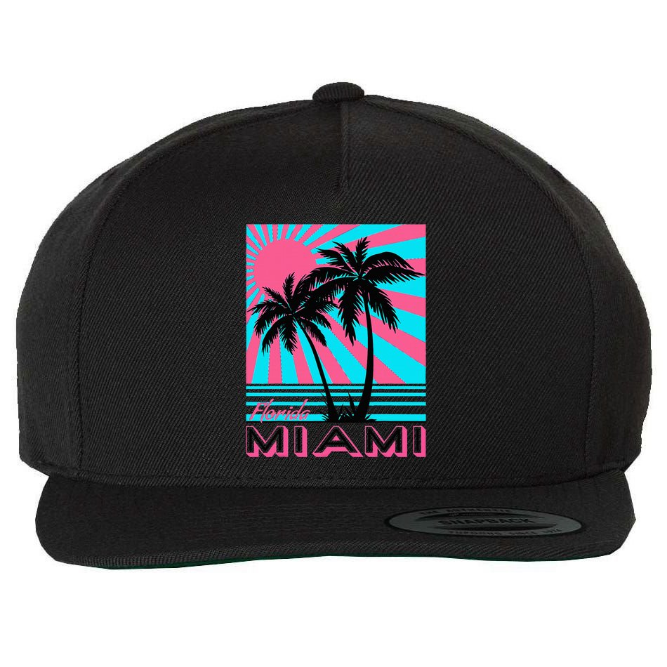 Miami Beach Florida Miami Palm Trees Wool Snapback Cap