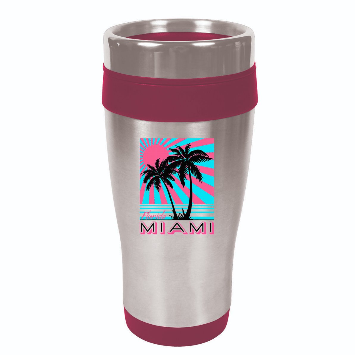 Miami Beach Florida Miami Palm Trees 16oz Travel Tumbler