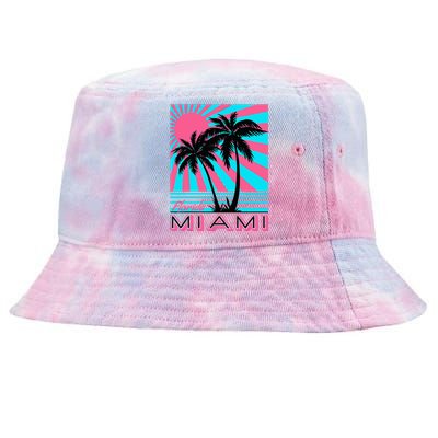 Miami Beach Florida Miami Palm Trees Tie-Dyed Bucket Hat