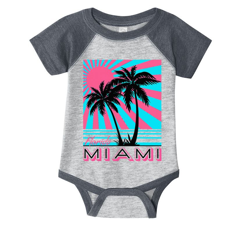 Miami Beach Florida Miami Palm Trees Infant Baby Jersey Bodysuit