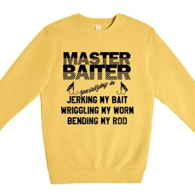 Master Baiter Funny Fishermans Skills List Gift Premium Crewneck Sweatshirt