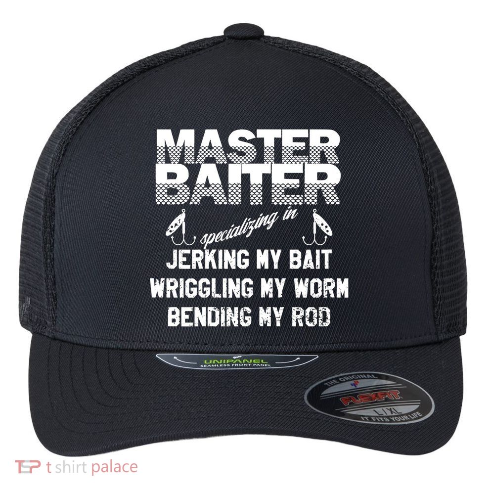 Master Baiter Funny Fishermans Skills List Gift Flexfit Unipanel Trucker Cap
