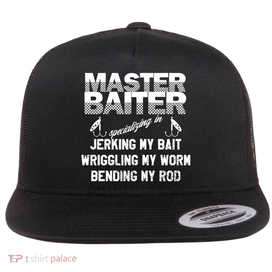 Master Baiter Funny Fishermans Skills List Gift Flatbill Hat