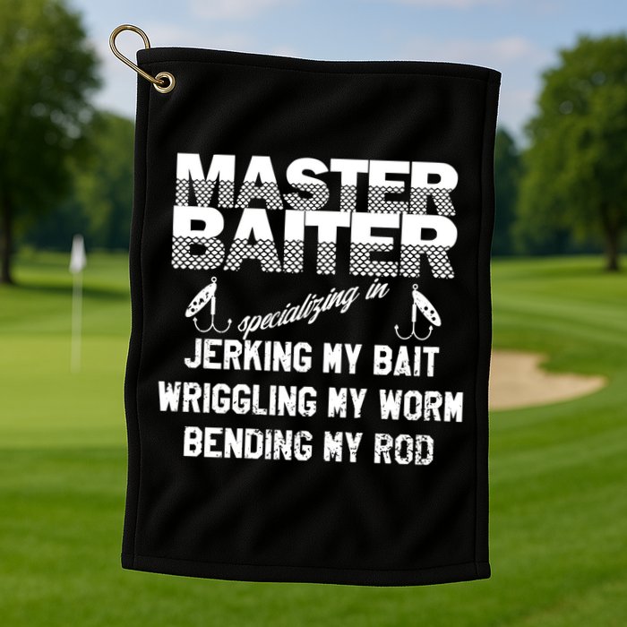 Master Baiter Funny Fishermans Skills List Gift Golf Towel