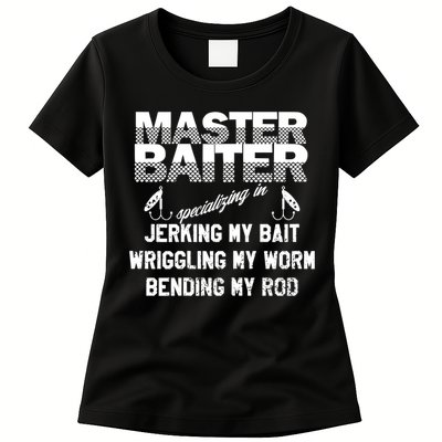 Master Baiter Funny Fishermans Skills List Gift Womens T-Shirt
