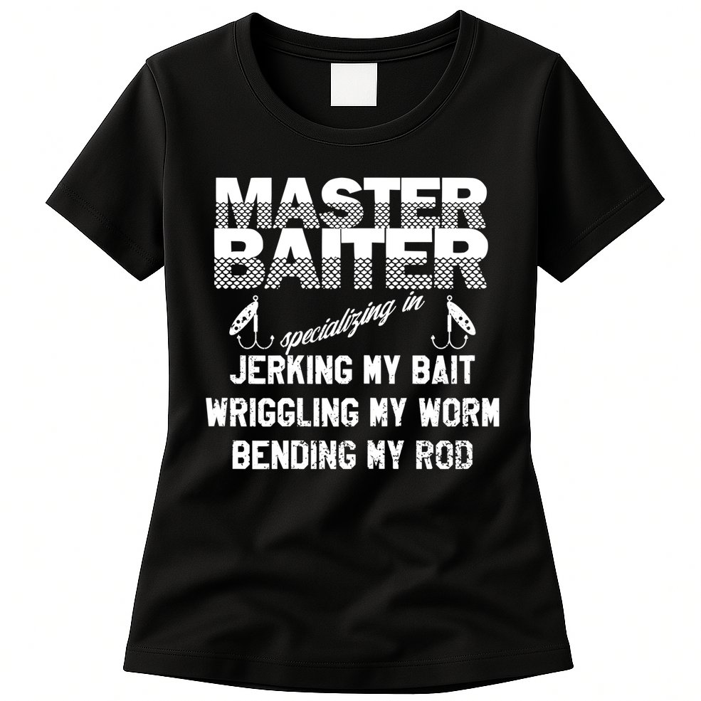 Master Baiter Funny Fishermans Skills List Gift Womens T-Shirt
