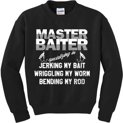 Master Baiter Funny Fishermans Skills List Gift Kids Sweatshirt