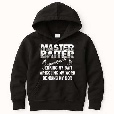 Master Baiter Funny Fishermans Skills List Gift Kids Hoodie