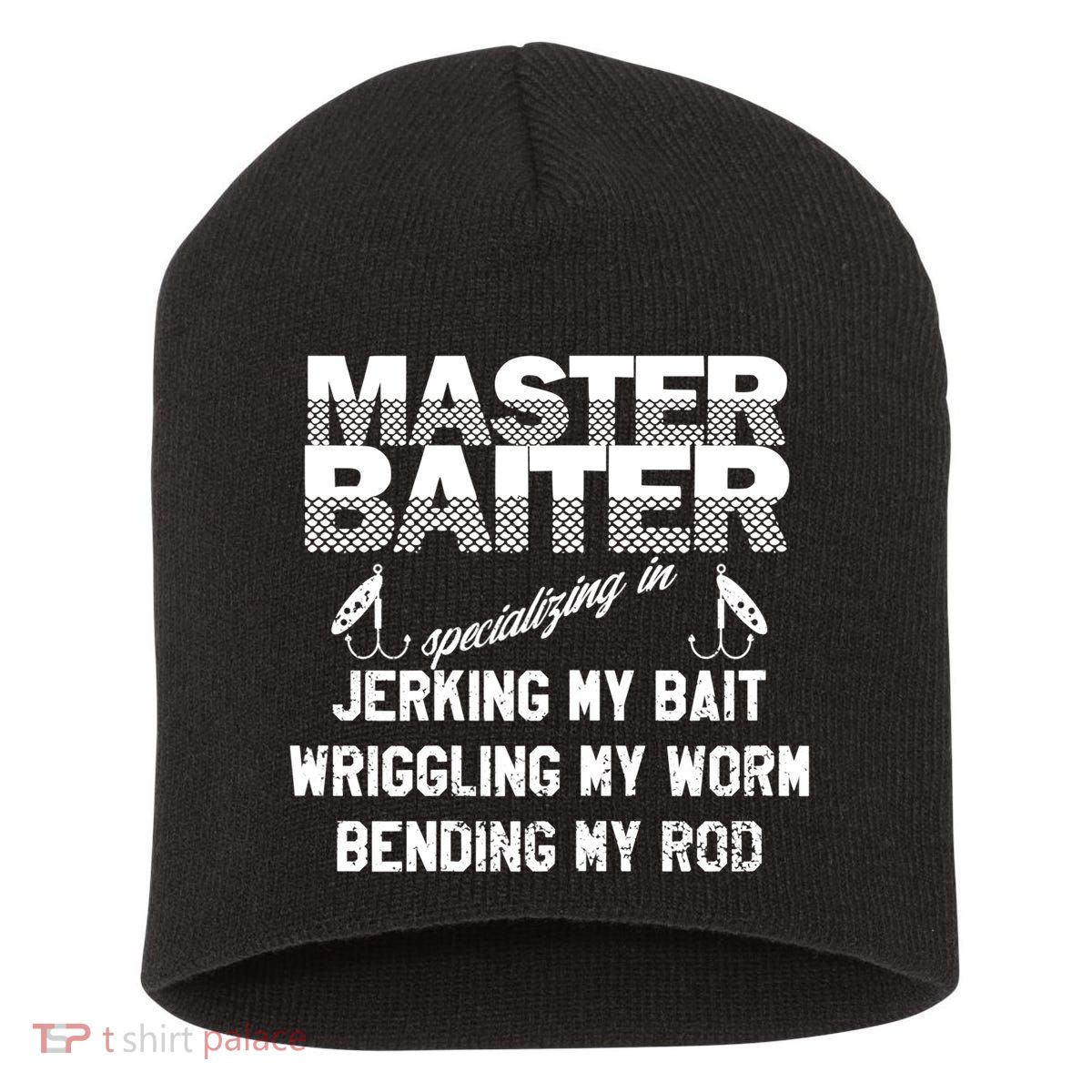 Master Baiter Funny Fishermans Skills List Gift Short Acrylic Beanie
