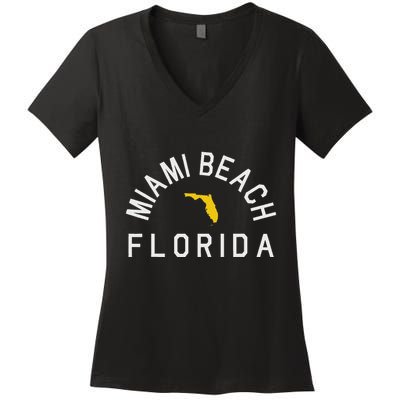 Miami Beach Florida Souvenirs Fl Women's V-Neck T-Shirt