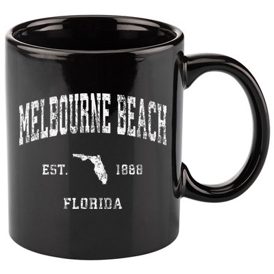 Melbourne Beach Florida Fl Vintage Athletic Sports 11oz C Handle Ceramic Mug