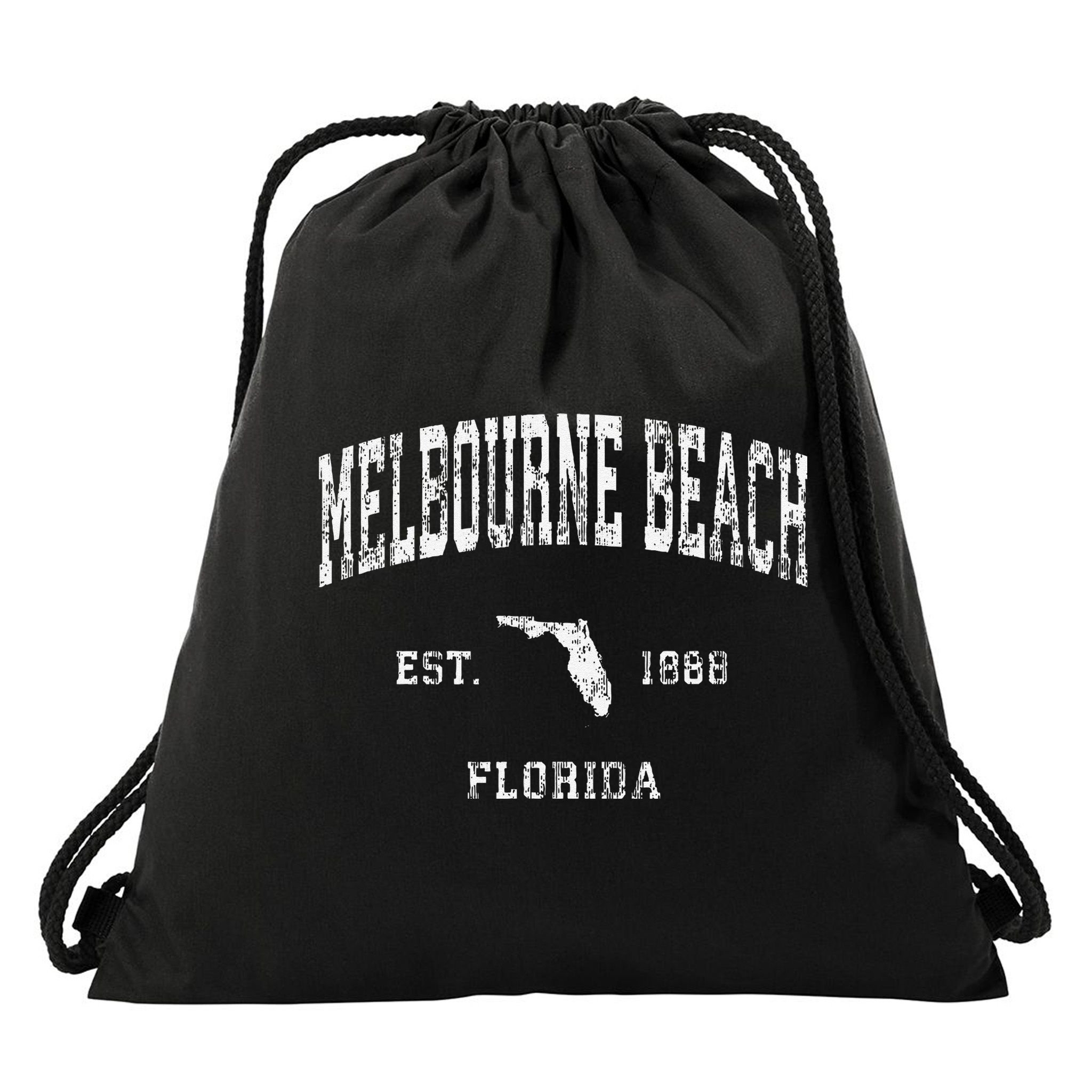 Melbourne Beach Florida Fl Vintage Athletic Sports Drawstring Bag