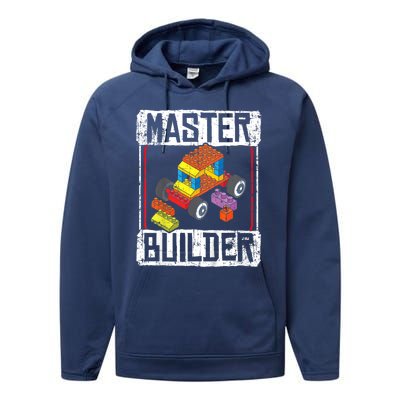 Master Builder For A Builder Block Building Blocks Bricks Performance Fleece Hoodie