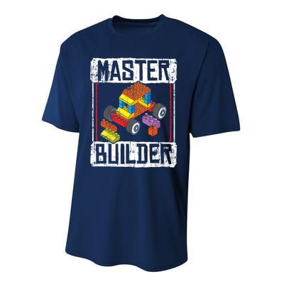 Master Builder For A Builder Block Building Blocks Bricks Performance Sprint T-Shirt