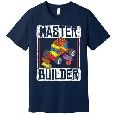 Master Builder For A Builder Block Building Blocks Bricks Premium T-Shirt