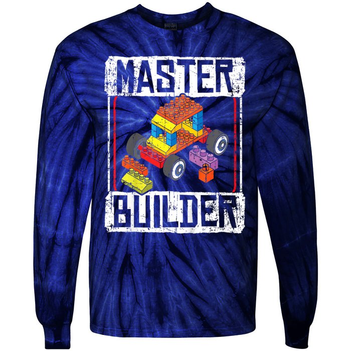 Master Builder For A Builder Block Building Blocks Bricks Tie-Dye Long Sleeve Shirt