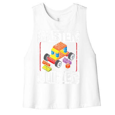 Master Builder For A Builder Block Building Blocks Bricks Women's Racerback Cropped Tank