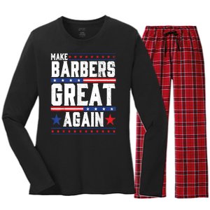 Make Barbers Great Again | Barbers For Trump 2024 Women's Long Sleeve Flannel Pajama Set 