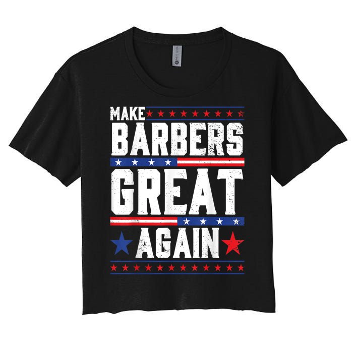 Make Barbers Great Again | Barbers For Trump 2024 Women's Crop Top Tee