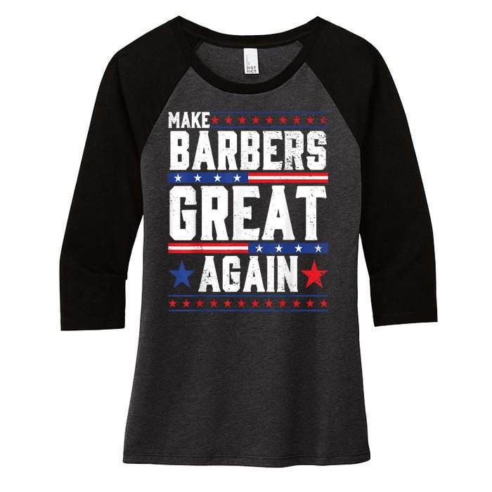 Make Barbers Great Again | Barbers For Trump 2024 Women's Tri-Blend 3/4-Sleeve Raglan Shirt