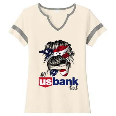 Messy Bun Girl All U.S. Bank America 2024 Ladies Halftime Notch Neck Tee