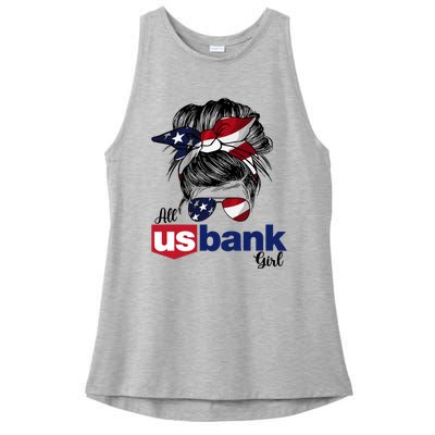 Messy Bun Girl All U.S. Bank America 2024 Ladies PosiCharge Tri-Blend Wicking Tank