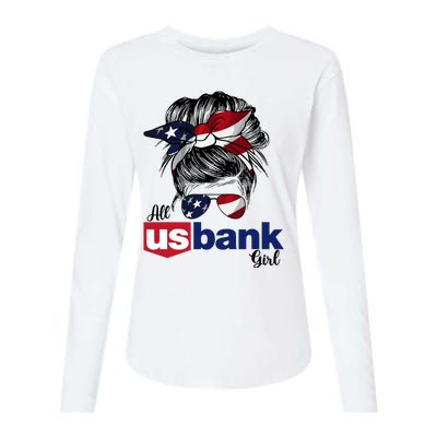 Messy Bun Girl All U.S. Bank America 2024 Womens Cotton Relaxed Long Sleeve T-Shirt