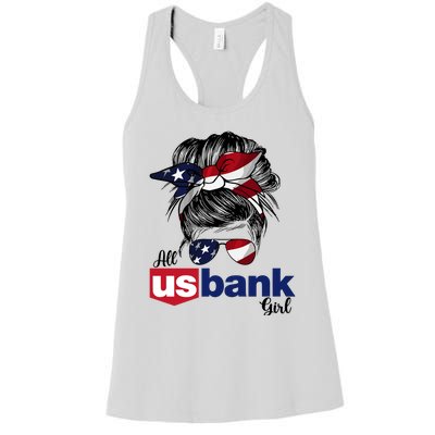 Messy Bun Girl All U.S. Bank America 2024 Women's Racerback Tank