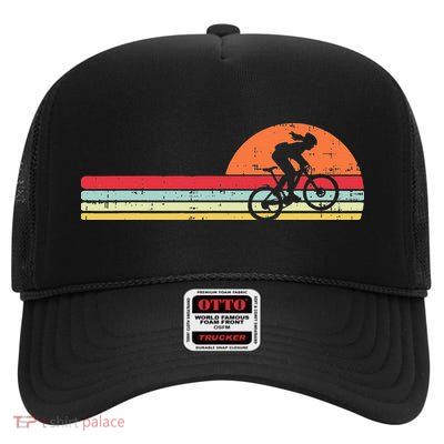 Mountain Bike Girl Retro Cycling Bicycle Rider High Crown Mesh Back Trucker Hat