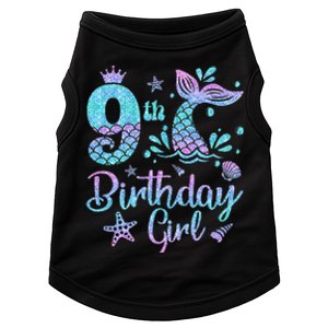 Mermaid Birthday Girl 9 Year Old Its My 9th Bday Mermaid Doggie Tank