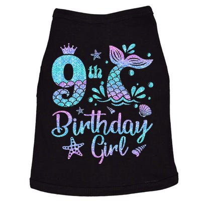 Mermaid Birthday Girl 9 Year Old Its My 9th Bday Mermaid Doggie Tank