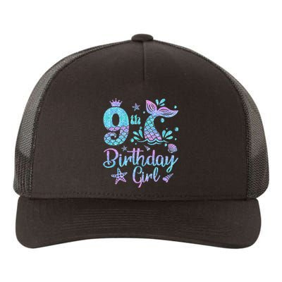 Mermaid Birthday Girl 9 Year Old Its My 9th Bday Mermaid Yupoong Adult 5-Panel Trucker Hat