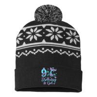 Mermaid Birthday Girl 9 Year Old Its My 9th Bday Mermaid USA-Made Snowflake Beanie