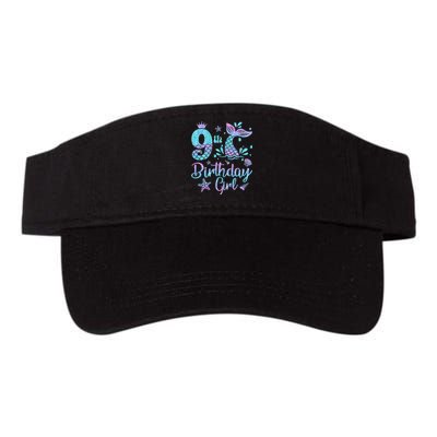 Mermaid Birthday Girl 9 Year Old Its My 9th Bday Mermaid Valucap Bio-Washed Visor