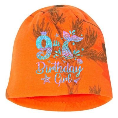 Mermaid Birthday Girl 9 Year Old Its My 9th Bday Mermaid Kati - Camo Knit Beanie