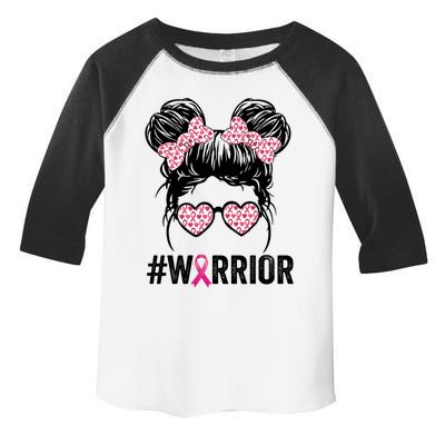 Messy Bun Glasses Wear Pink Warrior Breast Cancer Awareness Funny Gift Toddler Fine Jersey T-Shirt