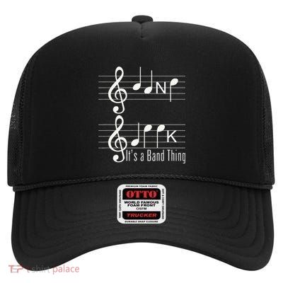 Musicians Band Geek Music Notes Spelling High Crown Mesh Back Trucker Hat
