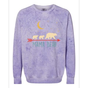 Mama Bear Gift With 2 Cubs Funny Gift Retro Style Gift Colorblast Crewneck Sweatshirt