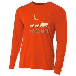 Mama Bear Gift With 2 Cubs Funny Gift Retro Style Gift Cooling Performance Long Sleeve Crew