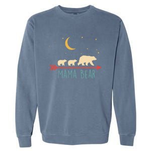 Mama Bear Gift With 2 Cubs Funny Gift Retro Style Gift Garment-Dyed Sweatshirt